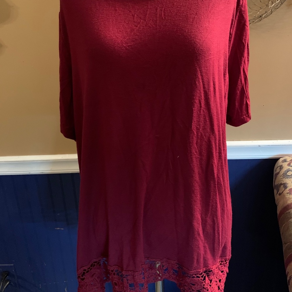 Maroon2X tunic with nice embroidered hem.